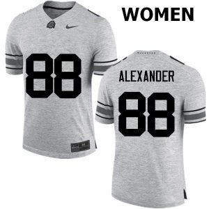 NCAA Ohio State Buckeyes Women's #88 AJ Alexander Gray Nike Football College Jersey ALX2045AJ